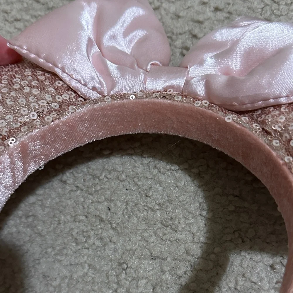 Disney Parks Pink and Rose Gold Sequin Minnie Mouse Ear Headband - Picture 5 of 7